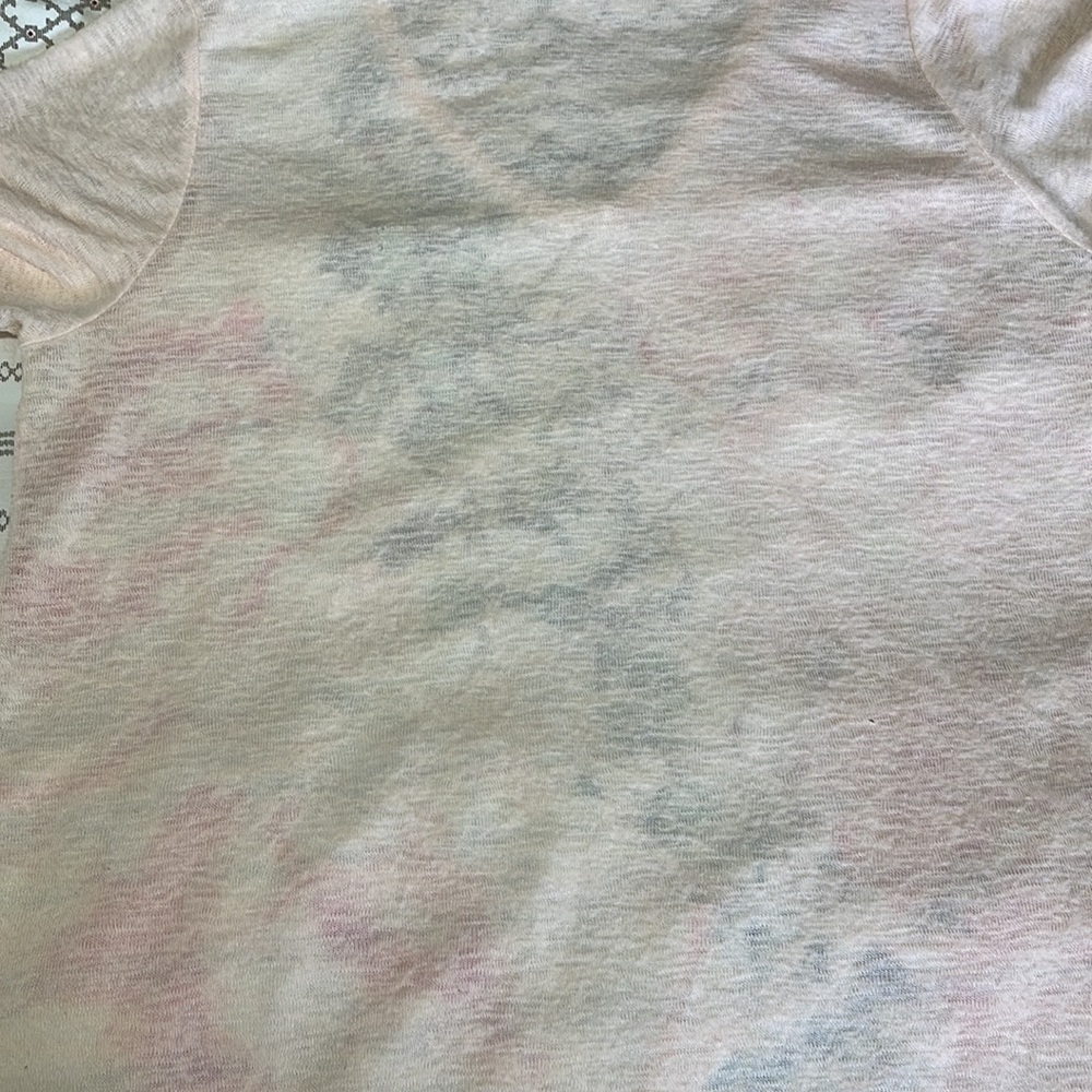 Gauze cotton peach soft and silk green and white silk print v neck flattering - Picture 5 of 6